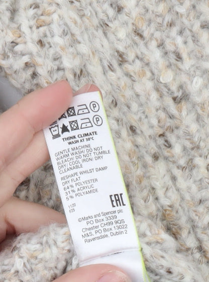 Marks and Spencer Women's Beige Chunky Knit V-Neck Cardigan M