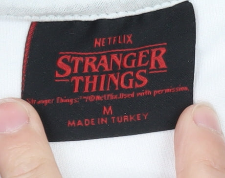 Stranger Things Hawkins Men's White Varsity Jacket Size M