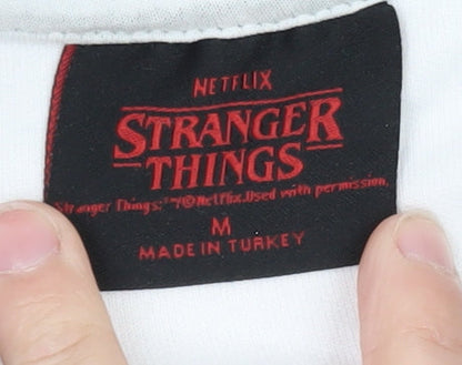 Stranger Things Hawkins Men's White Varsity Jacket Size M