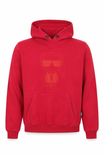 Karl Lagerfeld Men Red Pullover Hoodie L Embroidered Logo Sweatshirt