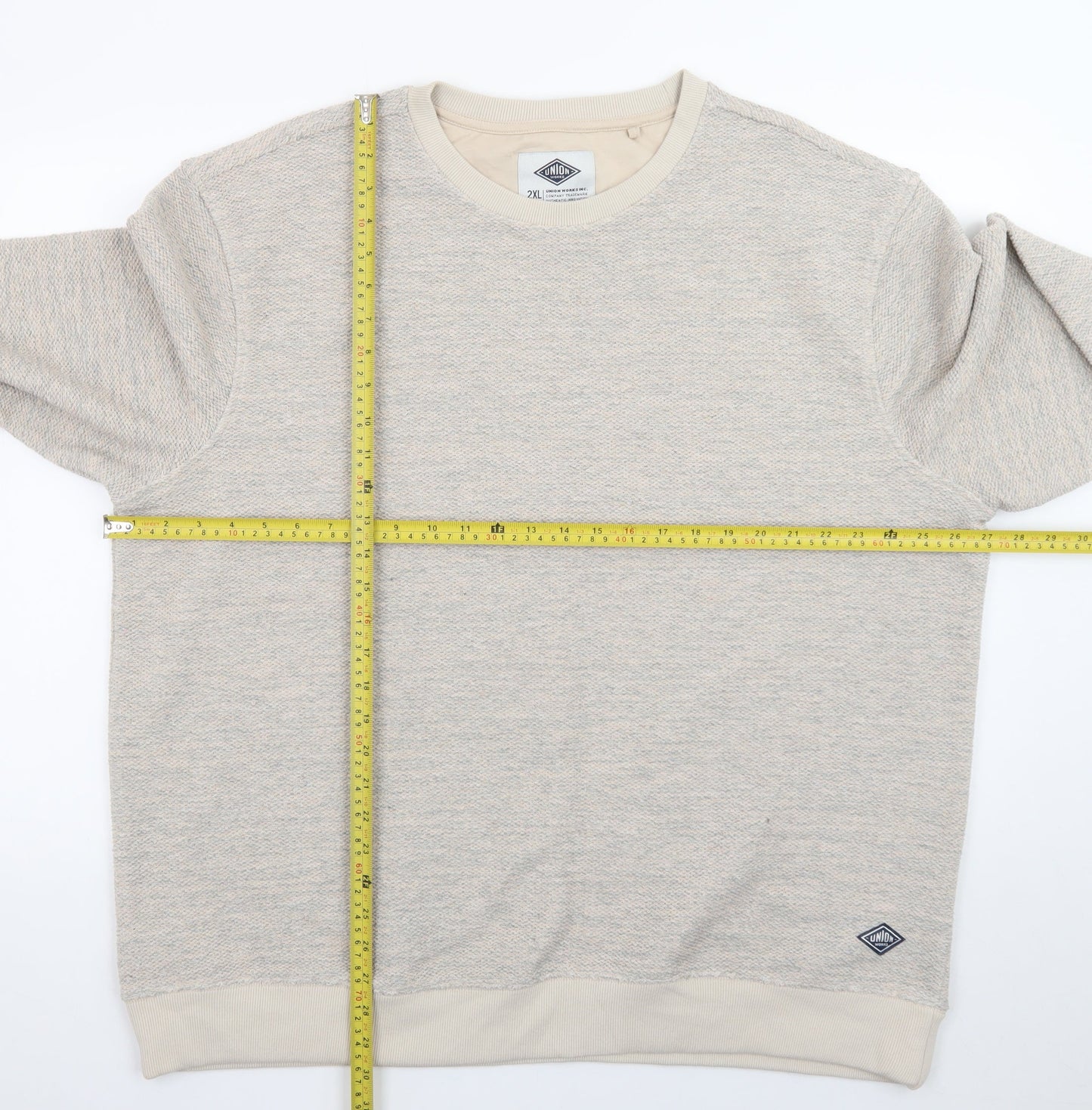 Union Works Men Beige 2XL Pullover Sweatshirt Classic Knit