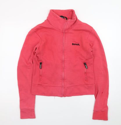 Bench Womens Pink Full Zip Sweatshirt Size L Casual Hoodie Top