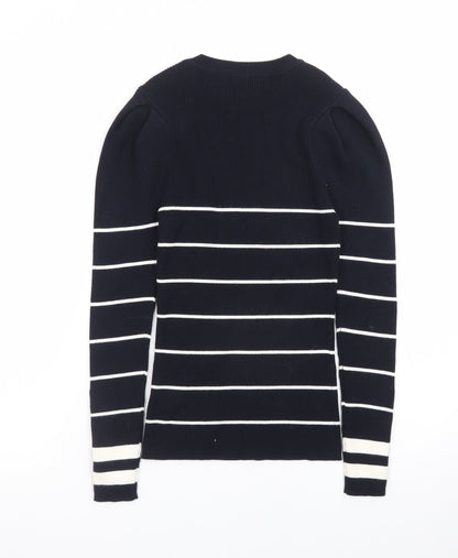 Mint Velvet Women’s Blue Striped Crew Neck Pullover Jumper Size S