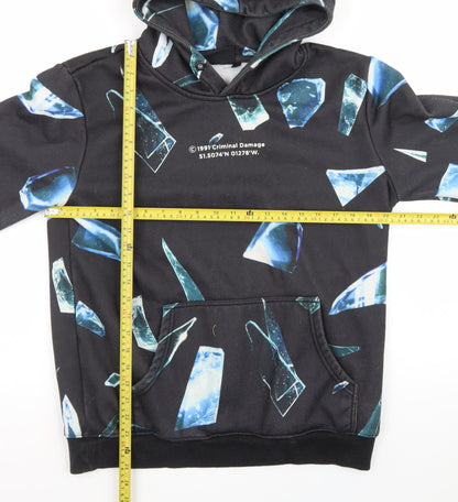 Criminal Damage Mens Black Graphic Pullover Hoodie Size M