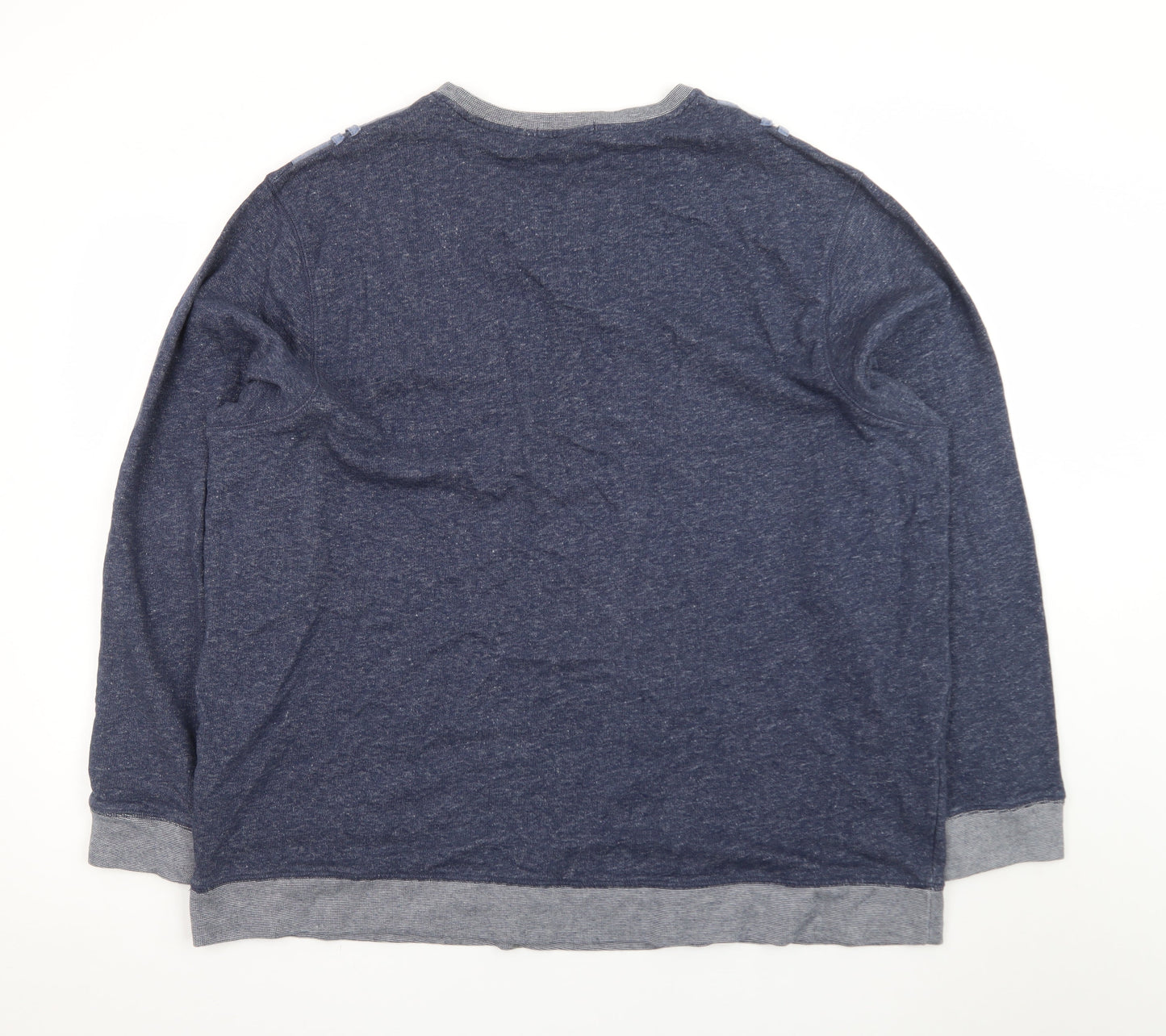 George Men's Blue 3XL Long Sleeve Henley Cotton T-Shirt