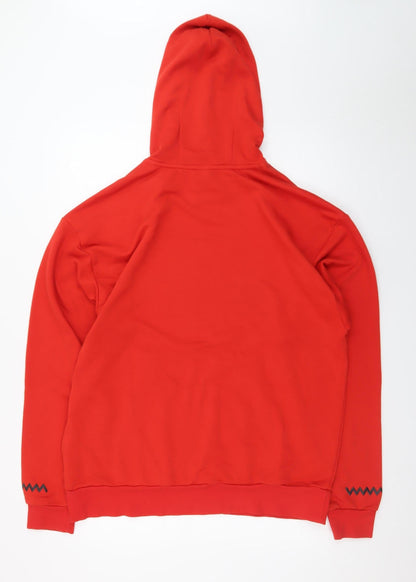 Adidas Men's Red Pullover Hoodie M Hooded Graphic Sports Sweatshirt