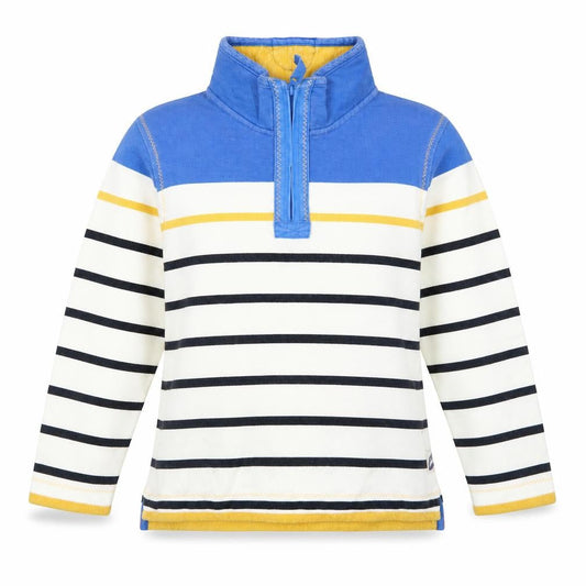 FatFace Teens Multicoloured Striped Long Sleeve Cotton Zip Neck Top Size 10