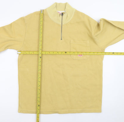 Armor Lux Men's Beige 1/2 Zip Cotton Mock Neck Sweatshirt M