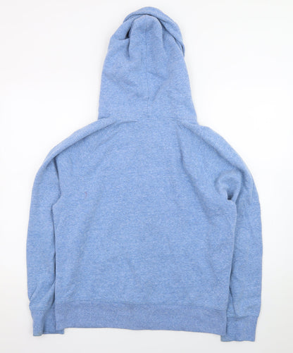 GAP Women Blue Full Zip Hoodie L Logo Casual Cotton Blend