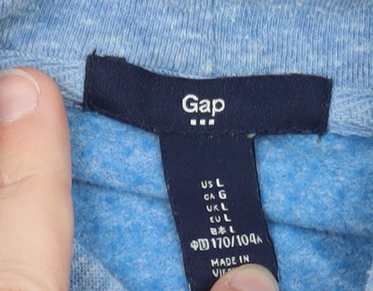 GAP Women Blue Full Zip Hoodie L Logo Casual Cotton Blend