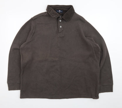 Marks & Spencer Men’s Brown Henley Sweatshirt Large Cotton Blend