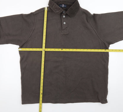 Marks & Spencer Men’s Brown Henley Sweatshirt Large Cotton Blend