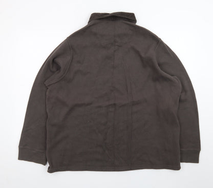 Marks & Spencer Men’s Brown Henley Sweatshirt Large Cotton Blend