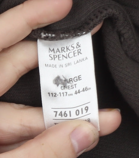 Marks & Spencer Men’s Brown Henley Sweatshirt Large Cotton Blend