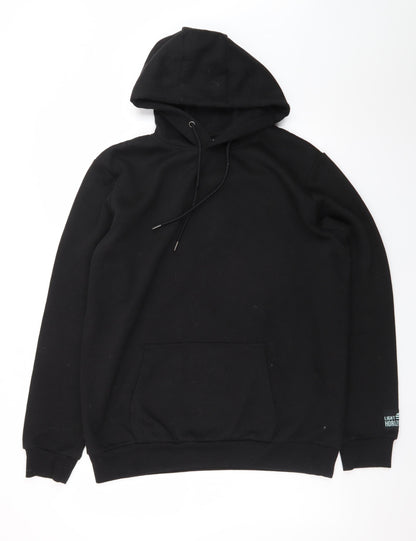 Livergy Men's Black Pullover Hoodie Size L Regular Fit Fleece