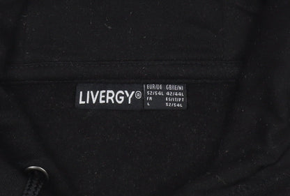 Livergy Men's Black Pullover Hoodie Size L Regular Fit Fleece