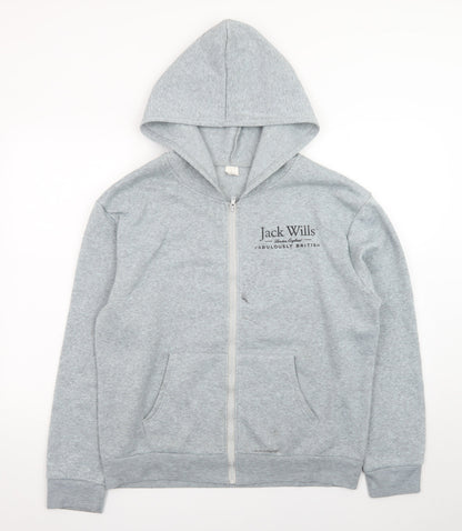 Jack Wills Men's Grey Full Zip Hoodie L Regular Fit