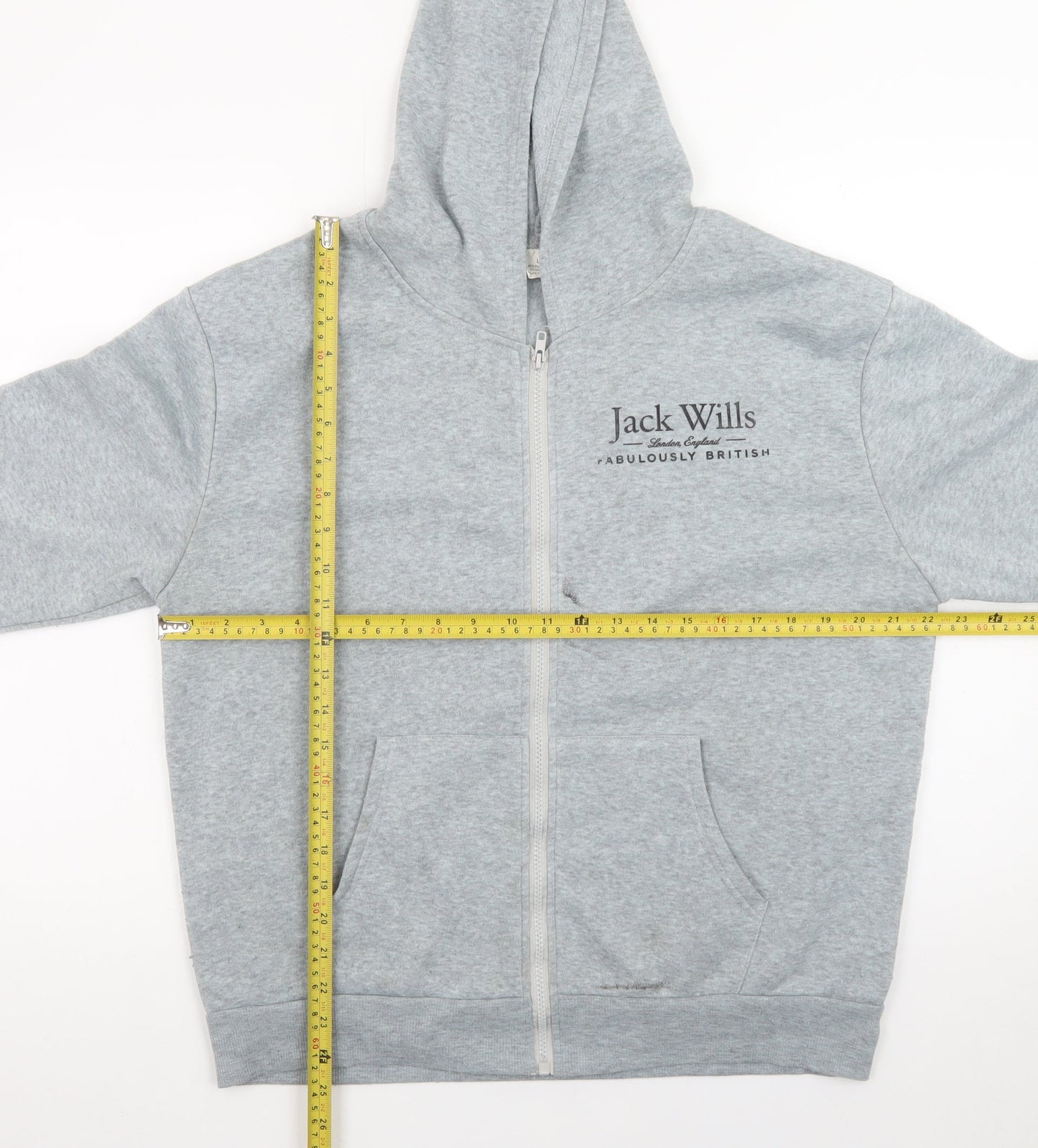 Jack Wills Men's Grey Full Zip Hoodie L Regular Fit