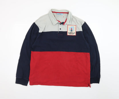 Rugby World Cup 2019 Men’s Navy Red Grey XL Long Sleeve Polo Shirt