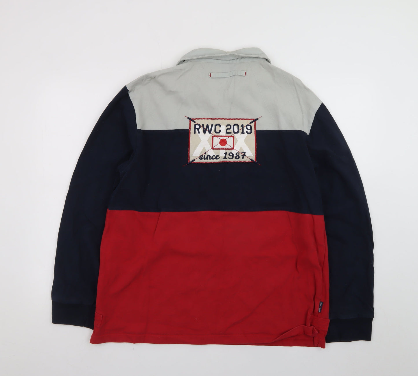 Rugby World Cup 2019 Men’s Navy Red Grey XL Long Sleeve Polo Shirt
