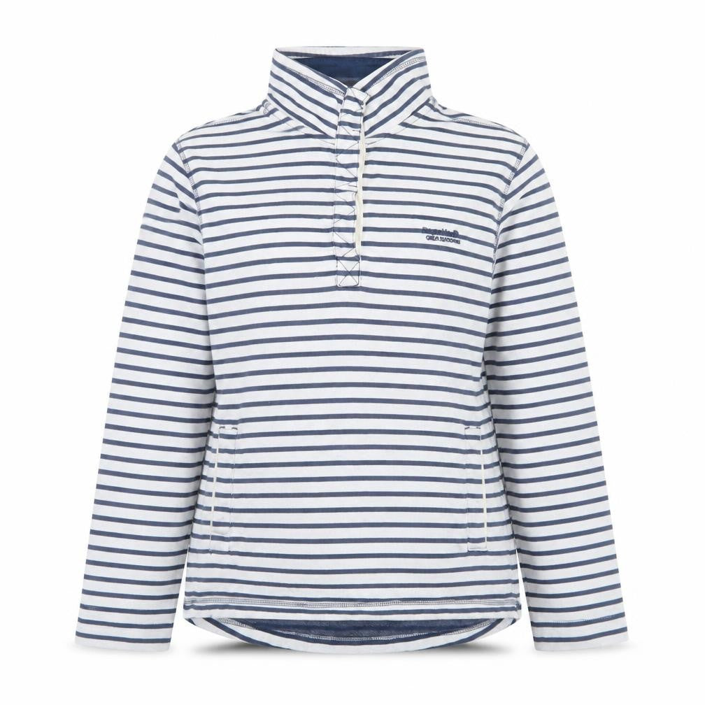 Regatta Women Blue White Stripe 1/4 Zip Pullover Sweatshirt UK 16