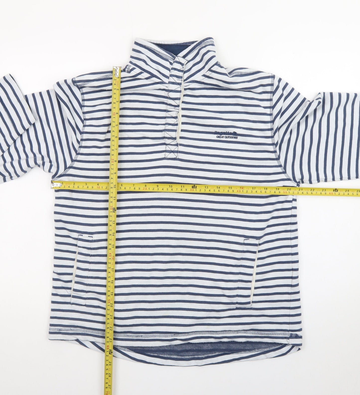 Regatta Women Blue White Stripe 1/4 Zip Pullover Sweatshirt UK 16