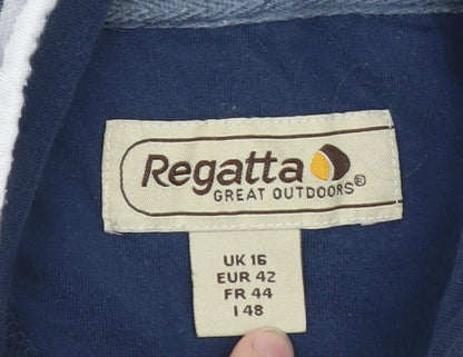 Regatta Women Blue White Stripe 1/4 Zip Pullover Sweatshirt UK 16
