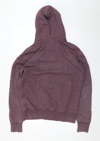 Superdry Men's Purple Full Zip Hoodie Size M Athletic Logo Design