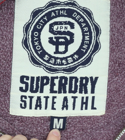 Superdry Men's Purple Full Zip Hoodie Size M Athletic Logo Design