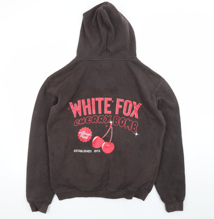White Fox Women Black Cherry Bomb Pullover Hoodie S/M Cotton Blend