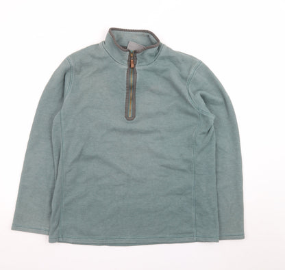 Mountain Warehouse Men’s Green 1/4 Zip Fleece Pullover Sweatshirt L