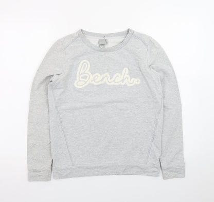 Bench Womens Grey XS Pullover Sweatshirt with Logo Front