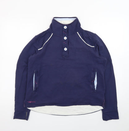 Tayberry Women’s Navy Henley Sweatshirt M Long Sleeve Cotton Blend