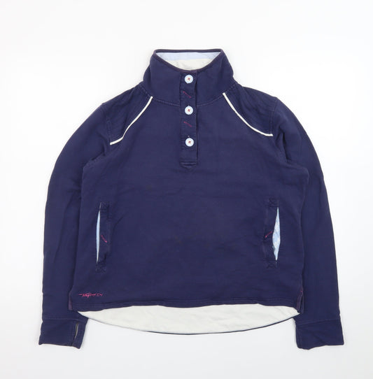 Tayberry Women’s Navy Henley Sweatshirt M Long Sleeve Cotton Blend
