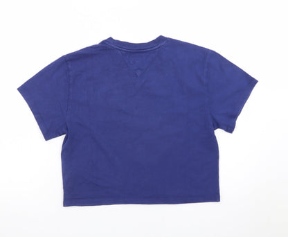Tommy Jeans Women's Blue Cropped T-Shirt XS Crew Neck