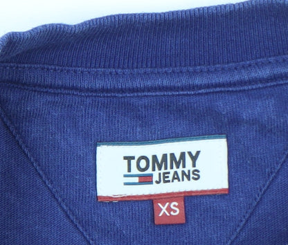 Tommy Jeans Women's Blue Cropped T-Shirt XS Crew Neck