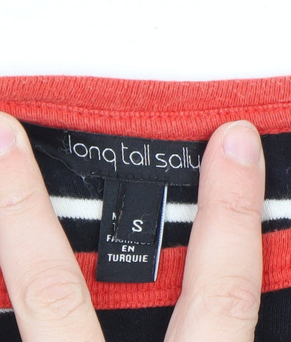 Long Tall Sally Womens Black Striped Long Sleeve Cotton T-Shirt Size S