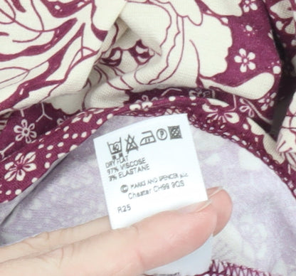 Marks and Spencer Women’s Purple Floral Wrap Blouse Size 14 Petite