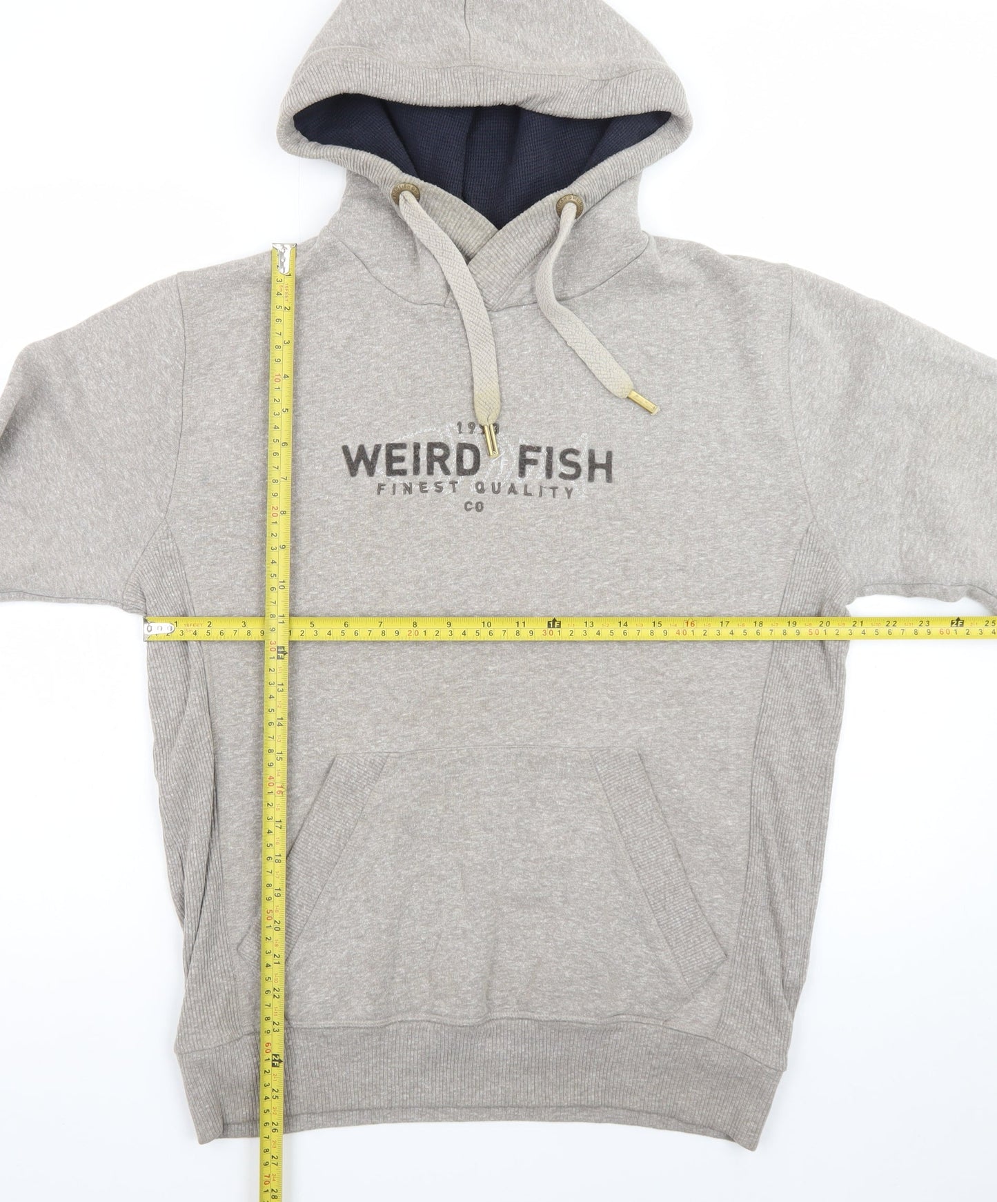 Weird Fish Mens Grey Pullover Hoodie Medium Hooded Sweatshirt