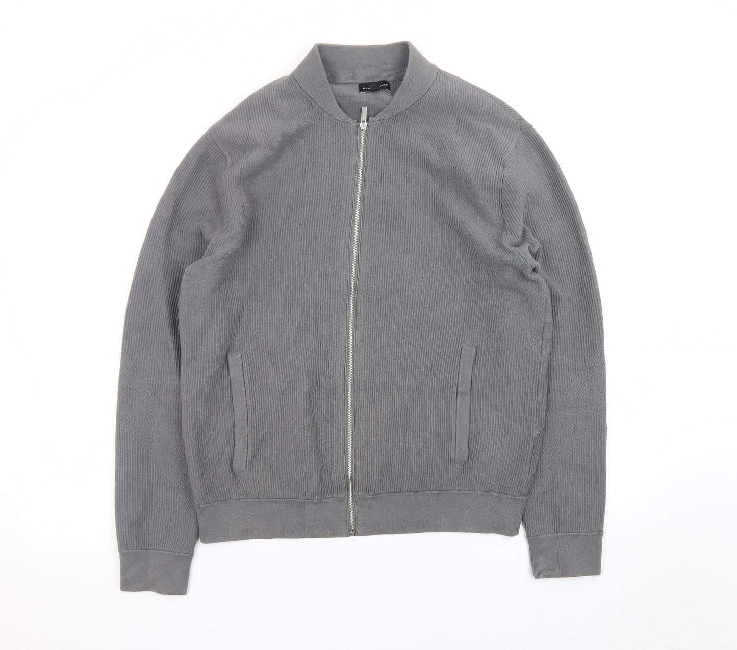 Club Monaco Men's Grey Cotton Blend Bomber Jacket M Casual Zip Up