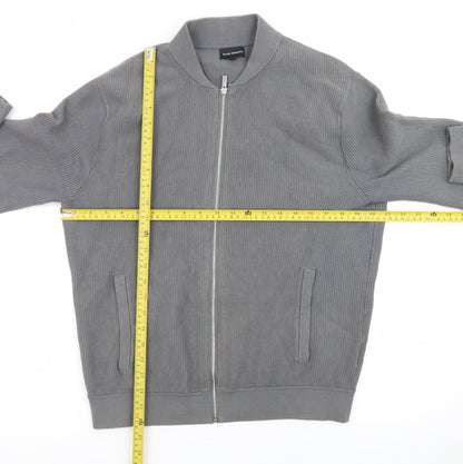 Club Monaco Men's Grey Cotton Blend Bomber Jacket M Casual Zip Up