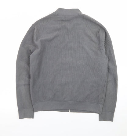 Club Monaco Men's Grey Cotton Blend Bomber Jacket M Casual Zip Up
