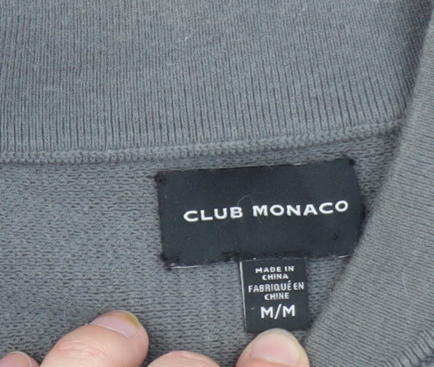 Club Monaco Men's Grey Cotton Blend Bomber Jacket M Casual Zip Up