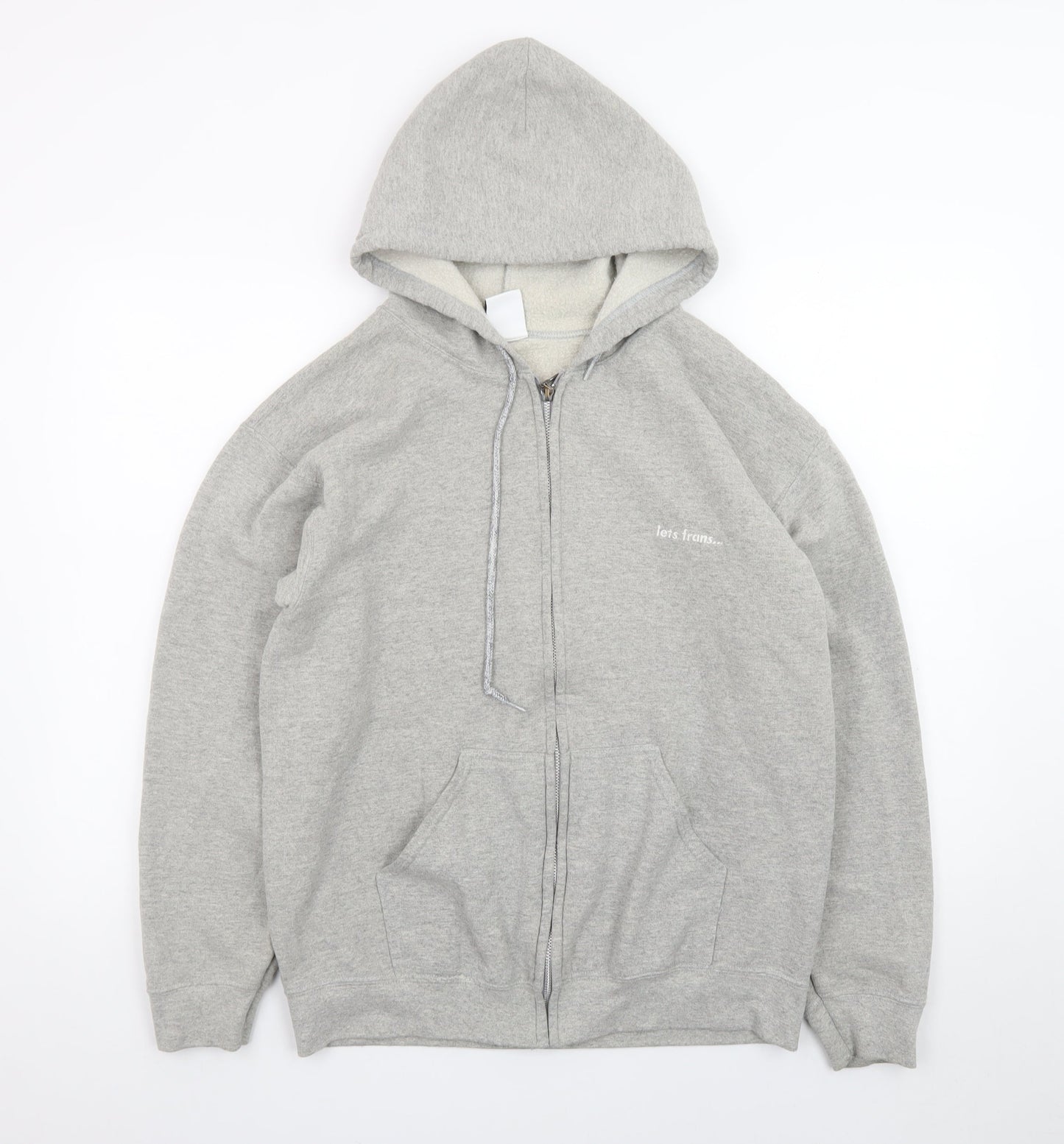 iets frans... Men's Grey Full Zip Hoodie Size S Fleece Cotton Blend