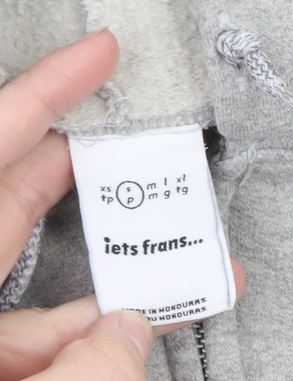 iets frans... Men's Grey Full Zip Hoodie Size S Fleece Cotton Blend