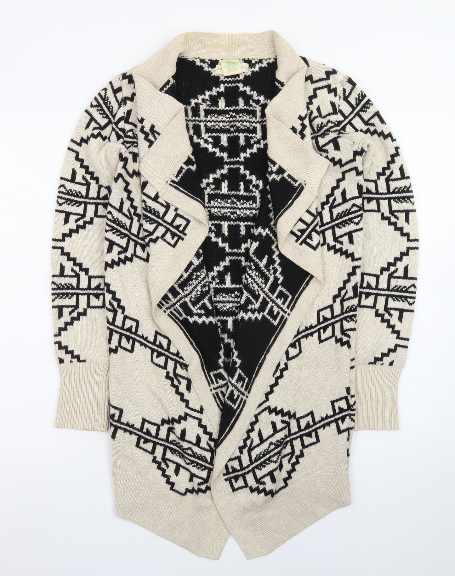 Staring at Stars Womens Beige Black Aztec Cardigan XS Bohemian Knit