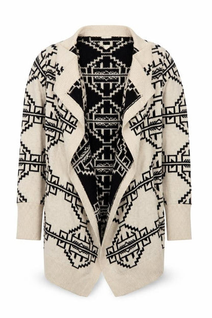 Staring at Stars Womens Beige Black Aztec Cardigan XS Bohemian Knit