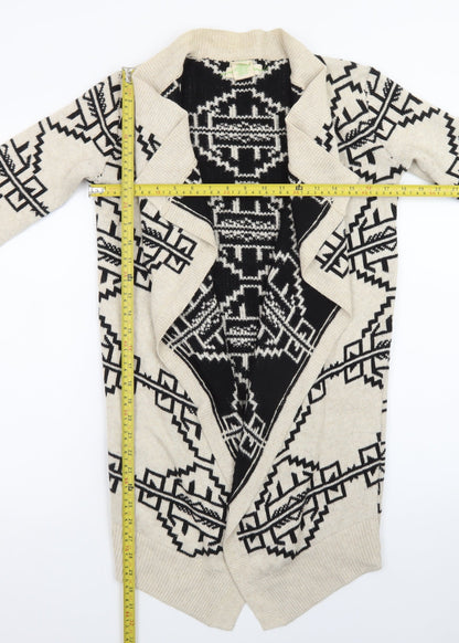 Staring at Stars Womens Beige Black Aztec Cardigan XS Bohemian Knit