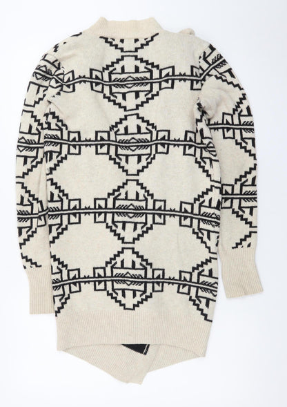 Staring at Stars Womens Beige Black Aztec Cardigan XS Bohemian Knit