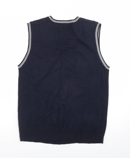 Boston Crew Men's Blue Cable-Knit Cotton V-Neck Vest S